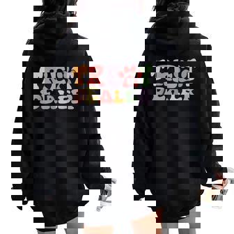 Retro Groovy Treat Dealer Dogs Owner Treats Pet Dog Lover Women Oversized Hoodie Back Print - Thegiftio