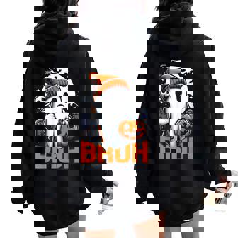 Retro Halloween Shirts For Men Women Bruh Ghost Halloween Women Oversized Hoodie Back Print - Monsterry