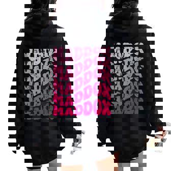 Retro Maddox First Name Personalized Maddox Groovy Vintage Women Oversized Hoodie Back Print | Mazezy