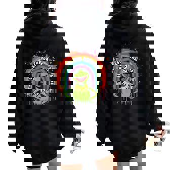 Retro Rainbow Connection The Lovers The Dreamers Frog Meme Women Oversized Hoodie Back Print - Seseable