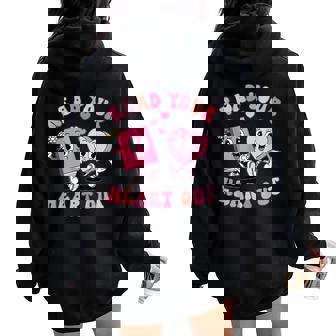 Retro Read Your Heart Out Valentine's Day Teacher Book Lover Women Oversized Hoodie Back Print - Thegiftio UK