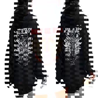 Rock And Roll Guitarraintage Rock Música Women Oversized Hoodie Back Print - Regaloses