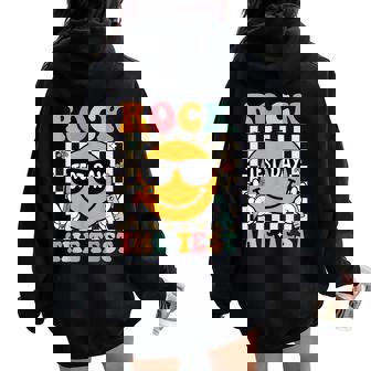 Rock The Test Testing Day Retro Motivational Teacher Student Women Oversized Hoodie Back Print | Seseable CA