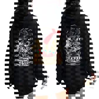 Rockabilly Girl Skull Pin-Up Estilista Peluquero Cuello Women Oversized Hoodie Back Print - Regaloses