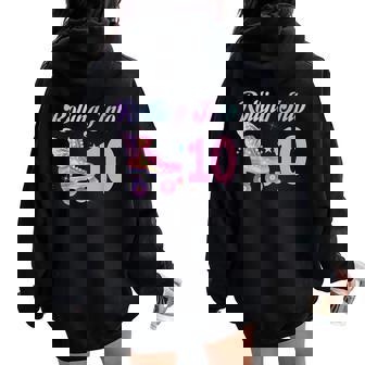 Rolling Into 10 Years Roller Skate 10th Birthday Girl Party Women Oversized Hoodie Back Print - Monsterry