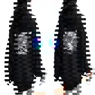- Rond Avec Motif Chat Astronaute Sweat à capuche oversize pour femme avec imprimé dans le dos - Cadeauxyz