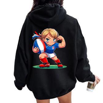 Rugby Joueuse Fille Fan Supporter De La Rugby Sweat à capuche oversize pour femme avec imprimé dans le dos - Cadeauxyz