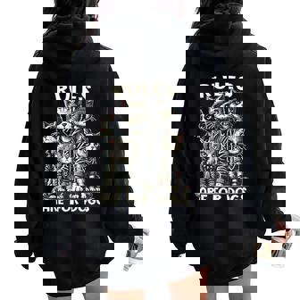 Rules Are For Dogs Gang Of Cats Sarcastic And Cat Women Oversized Hoodie Back Print - Seseable