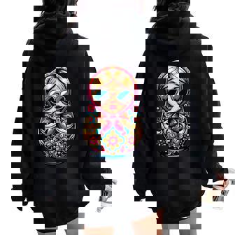 Ruso Khokhloma Rusia Rusos Ruso Matryoshka Cuello Women Oversized Hoodie Back Print - Regaloses