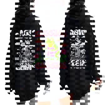 Sagging But Still Gagging Inappropriate Adult Humor Women Women Oversized Hoodie Back Print | Mazezy