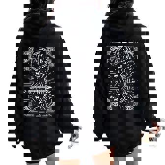 Sagittarius Hand-Drawn Tarot Art Zodiac Sign & Astrology Women Oversized Hoodie Back Print - Monsterry