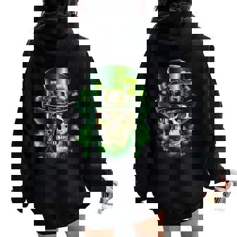 Saint Patrick Irish Sugar Skull Day Of Dead St Patrick Day Sweat à capuche oversize pour femme avec imprimé dans le dos - Cadeauxyz