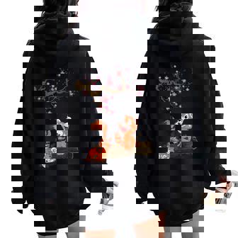 Sakura Faune Amoureux Des Ours Animal Chine Panda Roux Sweat à capuche oversize pour femme avec imprimé dans le dos - Cadeauxyz