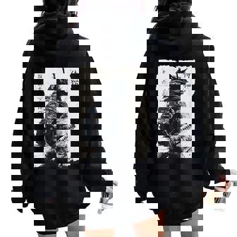 Samurai Cat Vintage Japanese Warrior Art Men Women Women Oversized Hoodie Back Print | Seseable UK