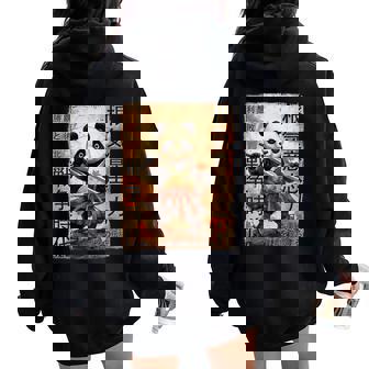 Samurai Panda Warrior Ninja Japonais Panda Kawaii Sweat à capuche oversize pour femme avec imprimé dans le dos - Cadeauxyz