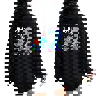 Sea Turtle Birthday I'm 2 Ocean Theme Niña De Segundo Cumpleaños Women Oversized Hoodie Back Print - Regaloses