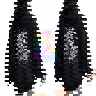 Seahorse Men Woman Colorful Watercolor Seahorse Women Oversized Hoodie Back Print - Monsterry