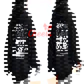 She Cheers He Plays Mom Of Both Cheer And Baseball Mom Women Oversized Hoodie Back Print - Thegiftio