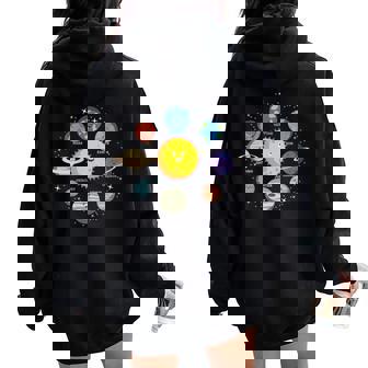 Sistema Solar Planetas Galaxia Niños Niñas Espacio Cuello Women Oversized Hoodie Back Print - Regaloses