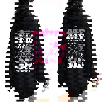 Sister Of The Birthday Girl Cat Kitty Family Matching Women Oversized Hoodie Back Print - Seseable