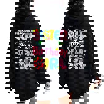 Sister Of The Birthday Girl Hawaii Family Party Decor Women Oversized Hoodie Back Print - Seseable