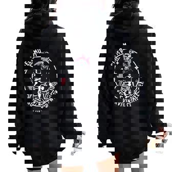 Skeleton Coffee Cheer Mom Surviving Comp Weekend Women Oversized Hoodie Back Print | Mazezy
