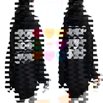 Skibidi Valentine's Day Rizz Candy Heart Groovy Women Oversized Hoodie Back Print | Mazezy