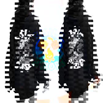 Smile S'More Weekend Clamping Children Women Oversized Hoodie Back Print - Monsterry