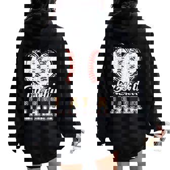Softball Baseball Lala Heart Leopard Print Mother's Day Women Oversized Hoodie Back Print - Seseable