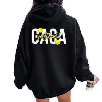 Softball Gaga Grandma Gaga Of A Softball Player Women Oversized Hoodie Back Print - Thegiftio UK