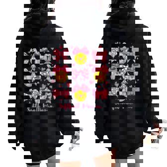 Softball Mama Softball Coquette Bow Softball Mom Women Oversized Hoodie Back Print | Mazezy