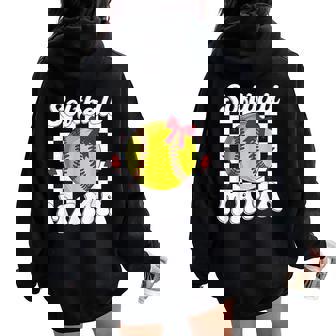 Softball Mama Coquette Bow Softball Mom Mother's Day Women Oversized Hoodie Back Print | Mazezy