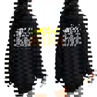 Softball Mama Cute Cheetah Mother's Day Sports Women Oversized Hoodie Back Print | Mazezy