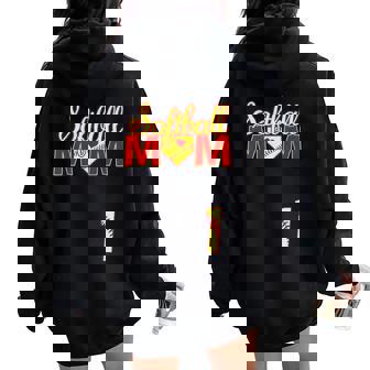 Softball Mom Mother's Day 1 Fastpitch Jersey Number 1 Women Oversized Hoodie Back Print - Thegiftio UK