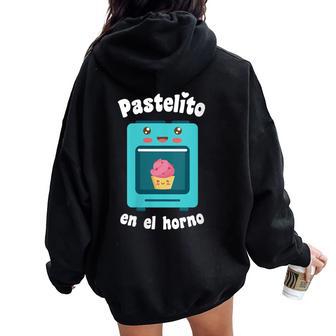 Spanish Announcing Pregnancy Baby New Mom Baby Shower Women Oversized Hoodie Back Print - Monsterry