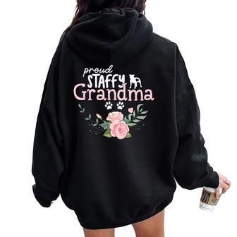 Staffy Grandma Dog Lovers Dog Mom Women Oversized Hoodie Back Print - Thegiftio