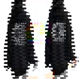Sunflower Kindness Equality Inclusion Diversity Love Women Oversized Hoodie Back Print - Thegiftio UK