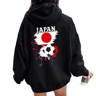 Supporter Fan Football Japonais Maillot Drapeau Du Japon Sweat à capuche oversize pour femme avec imprimé dans le dos - Cadeauxyz