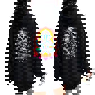 Symbole De Ganesh Yoga Hindou Elephant God Ganesh Puja Sweat à capuche oversize pour femme avec imprimé dans le dos - Cadeauxyz