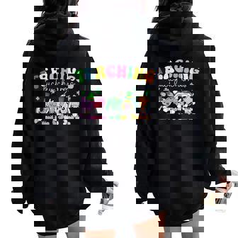 Teaching Lucky Charms St Patrick's Day Teacher My Classroom Women Oversized Hoodie Back Print - Seseable