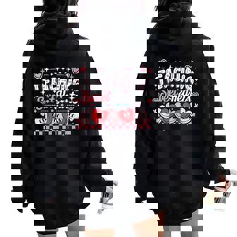 Teaching Sweet Hearts Valentines Day Teacher Women Oversized Hoodie Back Print | Mazezy
