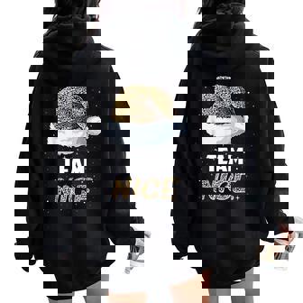 Team Nice Santa Leopard Hat Pajamas Family Xmas Men Women Women Oversized Hoodie Back Print - Monsterry
