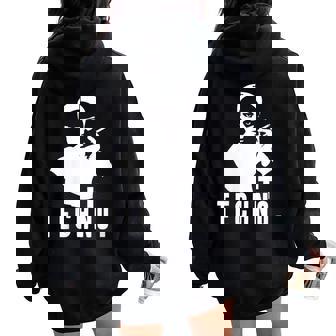 Techno Costume De Religieuse – Drôle De Religieuse Sweat à capuche oversize pour femme avec imprimé dans le dos - Cadeauxyz