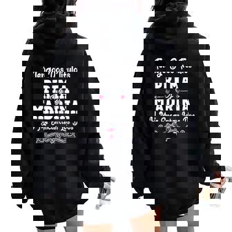 Tengo Dos Titulos Prima Y Madrina Regalo Familiar Español Women Oversized Hoodie Back Print - Regaloses