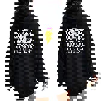 Testing Day Teacher Student Motivational Rock The Test Women Oversized Hoodie Back Print - Seseable