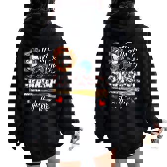 That's My Grandson Out There Baseball Grandma Women Oversized Hoodie Back Print | Mazezy