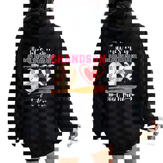 That's My Grandson Out There Baseball Mother's Day Grandma Women Oversized Hoodie Back Print | Mazezy