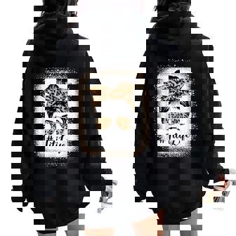 Titi Life Bleached Leopard Messy Bun Mother's Day Women Oversized Hoodie Back Print - Thegiftio UK