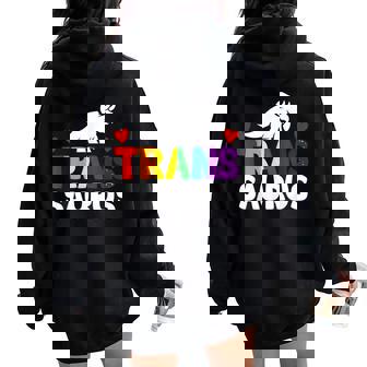 Trans Saurus Dino Humour Lgbt Gaypride Homme Cadeau Sweat à capuche oversize pour femme avec imprimé dans le dos - Cadeauxyz