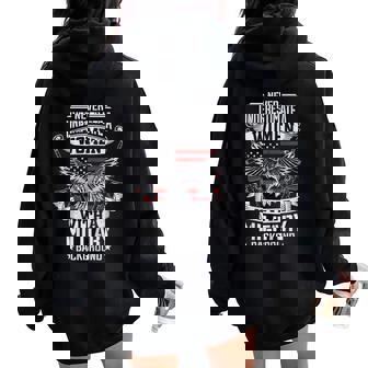 Never Underestimate A Women With A Military Background Women Oversized Hoodie Back Print - Monsterry